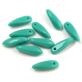 Dagger - Czech Glass Bead - Opaque Turquoise Green - 3x11mm