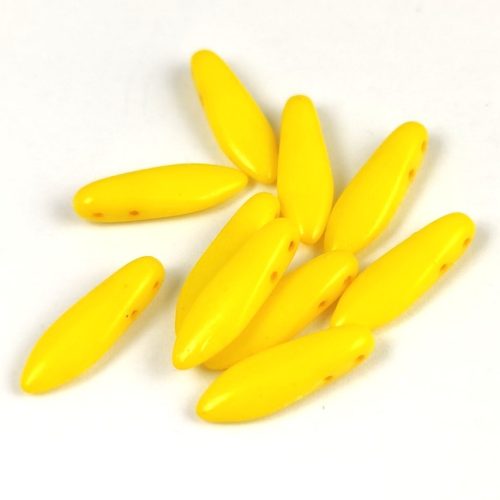 Lándzsa (szirom) cseh préselt üveggyöngy két lyukkal - Alabaster Vivid Lemon - 5x16mm