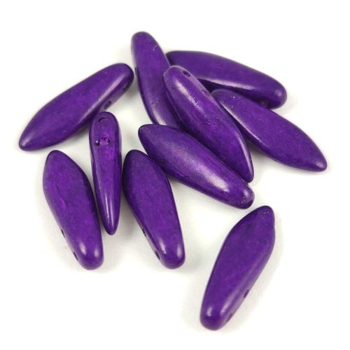 Dagger - Czech 2 Hole Glass Bead - Vivid Purple - 5x16mm