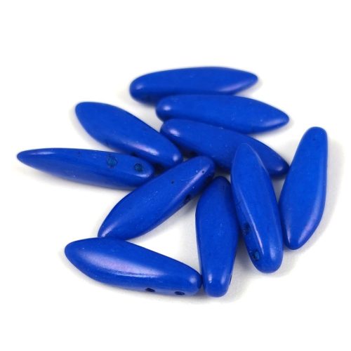 Lándzsa (szirom) cseh préselt üveggyöngy két lyukkal - Alabaster Vivid Blue - 5x16mm