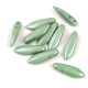 Dagger - Czech 2 Hole Glass Bead - Chalk White Green Luster - 5x16mm