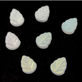 Czech Glass Bead - Leaf - Alabaster Matt AB - 10x8mm