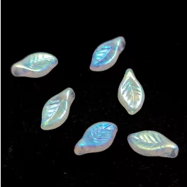 Czech Glass Bead - Leaf - Crystal AB - 6x12mm