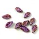 Czech Glass Bead - Leaf - Alabaster Brown Purple Luster - 6x12mm