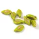 Czech Glass Bead - Leaf -  Light Green Gold  - 6x12mm