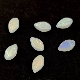 Czech Glass Bead - Leaf - Matt Crystal Full AB - 7x11mm