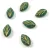 Czech Glass Bead - Leaf - Matt Emerald Gold - 7x11mm