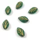 Czech Glass Bead - Leaf - Matt Emerald Gold - 7x11mm