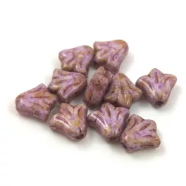   Lily Flower - hosszában fúrt cseh préselt gyöngy - Alabaster Rose Brown - 9mm