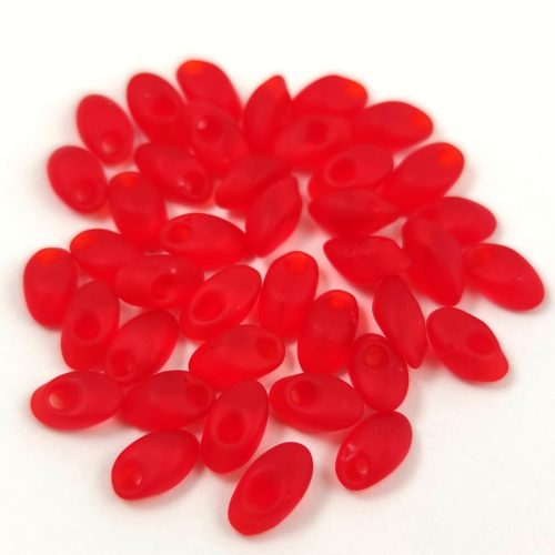 Miyuki Long Magatama Japanese Seed Bead  -  140f -Transparent Matte Red Orange