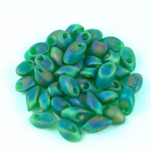 Miyuki Long Magatama Japanese Seed Bead  -  146fr -Transparent Matte Rainbow Green