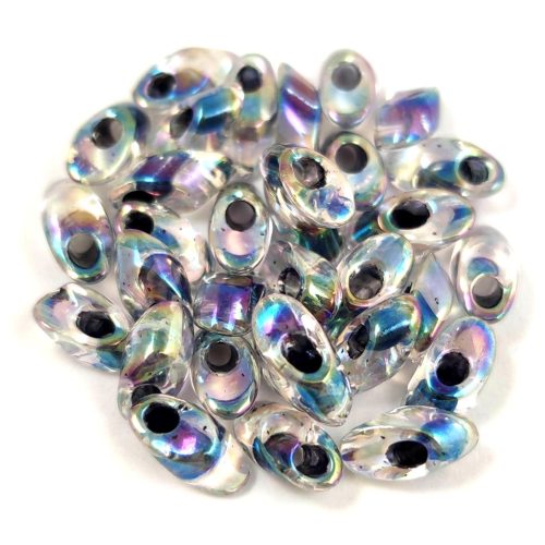 Miyuki Long Magatama Japanese Seed Bead  -  283 - Variegated Blue Lined Crystal AB 