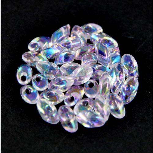 Miyuki Long Magatama Japanese Seed Bead  -  2142 - Pink Lined Transparent Crystal Luster