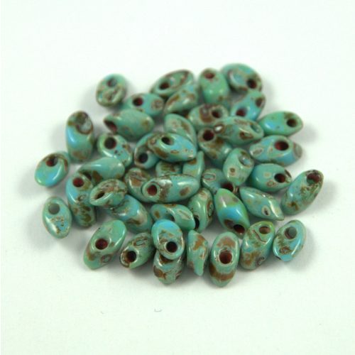 Miyuki Long Magatama Japanese Seed Bead  - 4514 - Opaque Turquoise Picasso