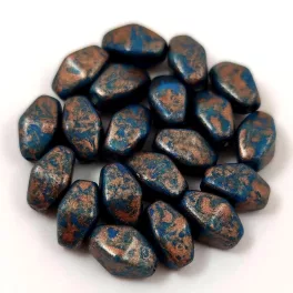   Czech glass bead - Long Bicone - 8x6mm - Matt Milky White Blue Copper