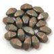 Czech glass bead - Long Bicone - 8x6mm - Matt Milky White Green Copper