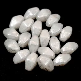 Czech glass bead - Long Bicone - 8x6mm - Milky White Silver