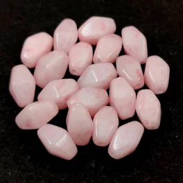   Czech glass bead - Long Bicone - 8x6mm - Milky White Light Pink
