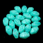 Czech glass bead - Long Bicone - 8x6mm - Milky White Green Turquoise