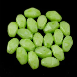 Czech glass bead - Long Bicone - 8x6mm - Milky White Lime