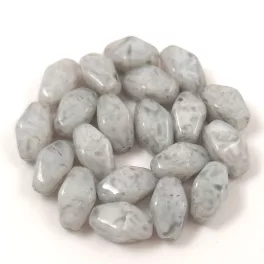 Czech glass bead - Long Bicone - 8x6mm - Milky White Gray