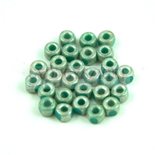 Matubo - 3-cut seedbead - Turquoise Green Antique Silver Luster - 6/0