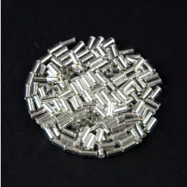   Miyuki Bugle Japanese Seed Bead - 1 - Silver Lined Crystal- 3mm