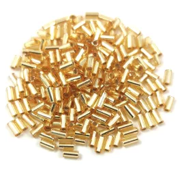   Miyuki Bugle Japanese Seed Bead - 3 - Silver Lined Gold - 3mm