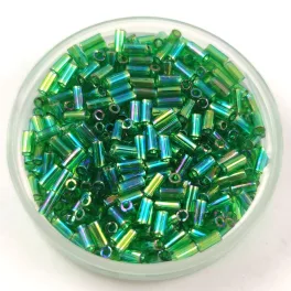   Miyuki Bugle Japanese Seed Bead - 179 - Transparent AB Green- 3mm