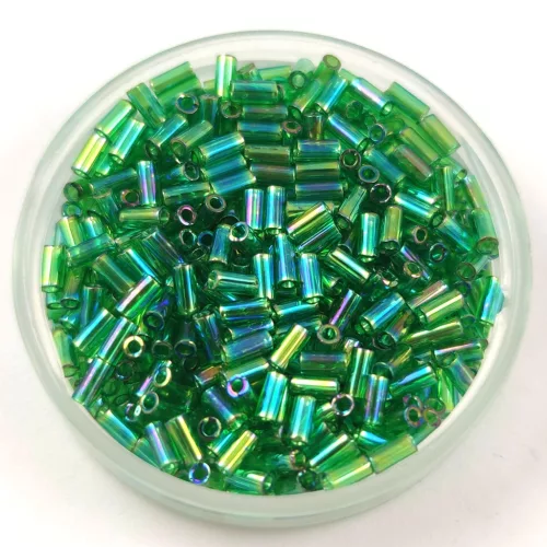 Miyuki Bugle Japanese Seed Bead - 179 - Transparent AB Green- 3mm