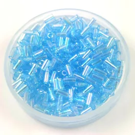   Miyuki Bugle Japanese Seed Bead - 260 - Transparent AB Aqua- 3mm