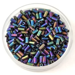   Miyuki Bugle Japanese Seed Bead - 401fr - Matt Opaque Black  AB - 3mm