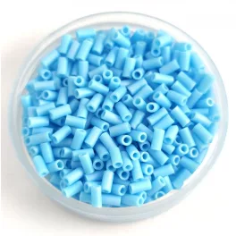   Miyuki Bugle Japanese Seed Bead - 413fr - Matt Opaque Turquoise Blue AB - 3mm