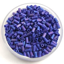   Miyuki Bugle Japanese Seed Bead - 414fr - Matt Opaque Cobalt AB - 3mm