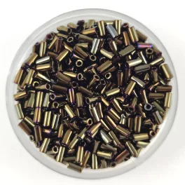   Miyuki Bugle Japanese Seed Bead - 458 - Metallic Brown Iris - 3mm