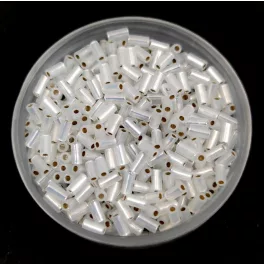   Miyuki Bugle Japanese Seed Bead - 551 - Gilt Lined Opal - 3mm