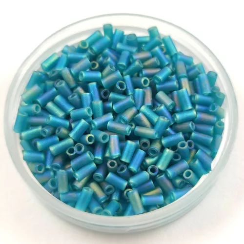 Miyuki Bugle Japanese Seed Bead - 2405fr - Frosted Teal AB - 3mm