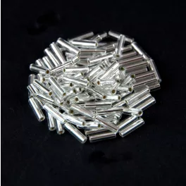   Miyuki Bugle Japanese Seed Bead - 1 - Silver Lined Crystal- 6mm