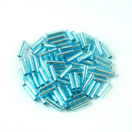   Miyuki Bugle Japanese Seed Bead - 18 - Silver Lined Aqua- 6mm