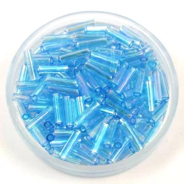   Miyuki Bugle Japanese Seed Bead - 260 - Transparent AB Aqua- 6mm