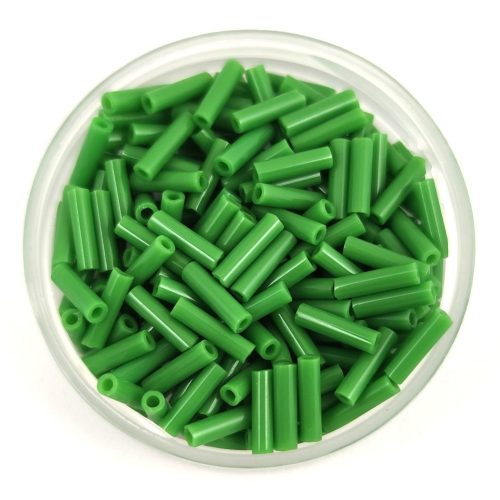 Miyuki Bugle Japanese Seed Bead - 411 - Opaque Green - 6mm