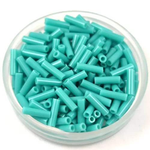 Miyuki Bugle Japanese Seed Bead - 412 - Opaque Turquoise Green - 6mm