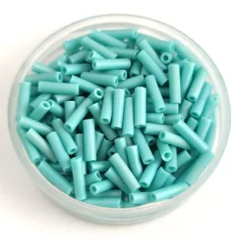   Miyuki Bugle Japanese Seed Bead - 412fr - Turquoise Green Matt AB - 6mm