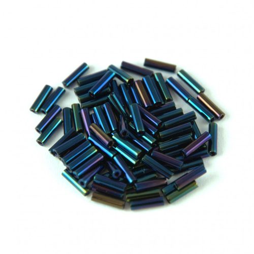 Miyuki Bugle Japanese Seed Bead - 452 - Metallic Dark Blue Iris - 6mm