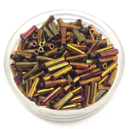   Miyuki Bugle Japanese Seed Bead - 462 - Iris Metallic Gold - 6mm