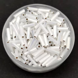   Miyuki Bugle Japanese Seed Bead - 551 - Gilt Lined Opal White - 6mm