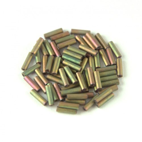 Miyuki Bugle Japanese Seed Bead - 2035 - Matte Metallic Khaki Iris - 6mm