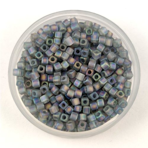 Miyuki Cube Japanese Glass Bead - 152fr - Trans Matt Grey AB - 1.8mm