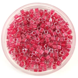   Miyuki kocka gyöngy - 208 - Carnation Pink Lined Crystal - 1.8mm