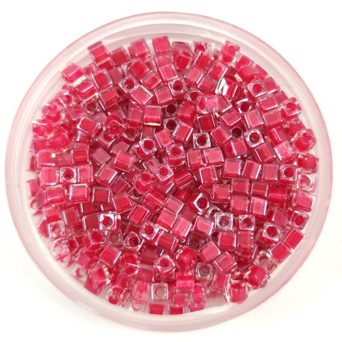 Miyuki Cube Japanese Glass Bead - 208 - Carnation Pink Lined Crystal - 1.8mm